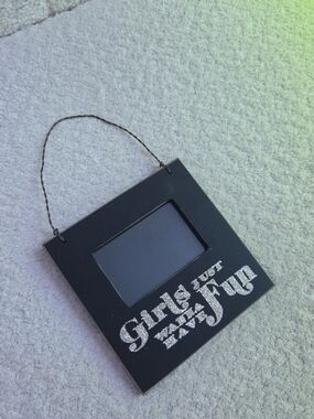 Black Wall Frame with Silver Glitter "Girls Just Want to Have Fun"